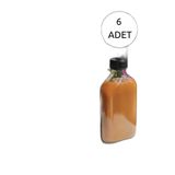 6'lı Cam Şeffaf Cold Brew Şişesi Sızdırmaz Siyah Plastik Kapaklı 200 ml Yassı Şişe