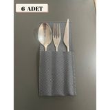 6'lı Çatal Bıçak Kılıfı - Antrasit - 8 x 13 cm