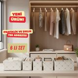 6'lı Çekmece Dolap Içi Düzenleyici Kutu Raf Set Bebek Eşyası Çocuk Odası Banyo Organizer/fiyonk - Beyaz