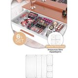 6'lı Çekmece Içi Organizer, Banyo ve Makyaj Düzenleyici Set - Ahşap - Bej - Siyah - Seçenek 1