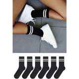 6'lı Çember Desenli Unisex Siyah Uzun Tenis Çorap Seti - 36 - 44