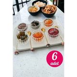 6'lı Çift Cidarlı Optikli Mini Sosluk, Lokum ve Sunum Için Şık ve Kullanışlı - Seçenek 1 - Ahşap - Ceviz