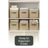 6'Lı Çok Amaçlı Dolap İçi Düzenleyici, Raf Düzenleyici, Oyuncak Çamaşır Saklama Kutusu 30X30x30 Cm