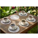 6'Lı Dantel Kahve Sunumluğu 15X15 Cm Asorti Desenli Bardak Altlığı Türk Kahvesi Fincan Sunum Seti