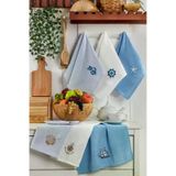 6lı Denizci Nakışlı Mutfak Kurulama Bezi - Çeyizlik Mutfak Havlu Seti - 40x60 cm - (RBK)