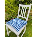 6lı Ekose Mavi Minder 40x40 Cm Kare Sandalye Minderi-Mavi Balkon Sandalye Minderi-6lı Sırt Minderi