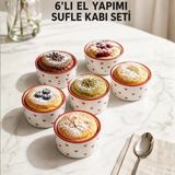6'li El Yapımı Seramik Sufle Kabı Seti, Fırına Dayanıklı Ramekin Krem Brüle ve Mağma Kek Ka - 1 Adet