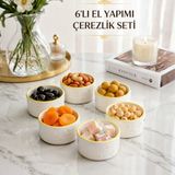 6'lı El Yapımı Seramik Sufle Kabı Seti, Fırına Dayanıklı Ramekin Krem Brüle ve Mağma Kek Kalıbı, Çerezlik Meze ve Sosluk Kase, Sunum Kabı Seti, Papatya-*