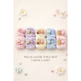 6'Lı Figürlü Pastel Renkli Peluş Lastik Toka