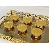 6’lı Gold Metal Şekerlik ve Lokumluk Takımı, Şık Kahve Sunum Seti - Altın - Seçenek 1