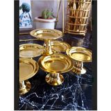 6lı Gold Mini Lokumluk Dekoratif Gold Kaplama 6 Adet Lüks Makaronluk Kahve Yanı Sunumluk
