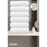6'lı Greek El Havlusu - 50x90 Cm, 225 Gr, %100 Pamuk, Spa Ve Otel Havlusu, Günlük Kullanıma Uygun Beyaz