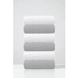 6'Lı Greek Gri-Beyaz Banyo Havlusu - 70X140 Cm, 490 Gr, %100Pamuk, Spa Ve Otel Havlusu