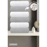 6'Lı Greek Gri-Beyaz El Havlusu - 50X90 Cm, 225 Gr, %100 Pamuk, Spa Ve Otel Havlusu