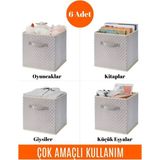 6'lı Gri Puantiyeli Katlanabilir Dolap Içi Saklama Kutuları 30X30X30CM - Antrasit - Seçenek 1