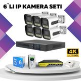 6'lı Güvenlik Ip Kamera Seti - 4mp Dış Mekan Kamera, 3.6mm Lens,