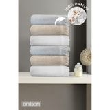 6'lı Jelena El Havlusu - 50x90 Cm, 225 Gr, %100 Pamuk, Spa Ve Otel Havlusu, Günlük Kullanıma Uygun Gri - Beyaz
