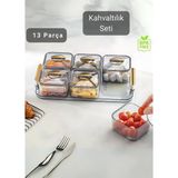 6’Lı Kahvaltı Seti 13 Parça Kahvaltılık Bpa Free Sunumluk Şık Tepsili Kahvaltılık