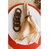 6'Lı Kahverengi Vintage Ahşap Halka Peçete Yüzüğü Peçetelik Peçete Halkası Hediyelik