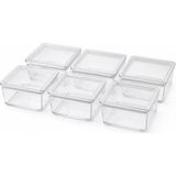 6'li Kare Contalı Kahvaltılık Seti, Şeffaf Mika Erzak Saklama Kabı, Kapaklı Mini Gıda Kabı, - Çok Renkli - 1 - 0 - 249 ml
