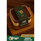 6'lı Kare Tiramisu Cup 280 cc Mika Kase Plastik Şeffaf Kapaklı Sunum Kabı Tatlı & Meze ve Salata Kap