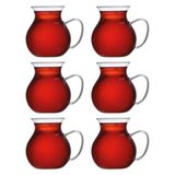 6'lı Keyfi Ala Borosilikat Cam Kulplu Çay Bardağı 220ML Bardak - Şeffaf - 220 ml