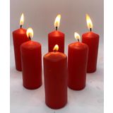 6LI KIRMIZI BAR MUM SETİ (3,5X8 CM)