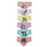 6lı Kız Çocuk Külot Renkli Desenli Baskılı Slip İç Çamaşırı