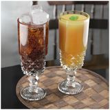 6'lı Kokteyl Cam Kadeh - 220 ml İçecek Bardakları Kristal Tasarımlı Bardak, Şerbet Meyve Suyu Meşrubat İçki Bardağı