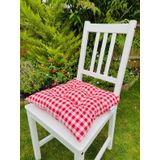 6lı Kombin Minder Newyear Temalı Ekose Kırmızı Sandalye Minderi-40x40cm 6lı Ahşap Sandalye Minderi