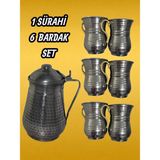 6'lı Krom Ayran Bardağı ve Alüminyum Sürahi 2,5 Lt Set - 6 Bardak 1 Sürahi