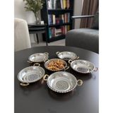 6'lı Kulplu Bakır Çerezlik-Kahvaltılık-Reçellik-Sunumluk Set (11 cm x 2,3 Cm)