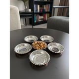 6'lı Kulpsuz Bakır Çerezlik-Kahvaltılık-Reçellik-Sunumluk Set (9 cm x 2,3 Cm)