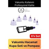 6'lı Kupa Çekme Seti Vakumlu Masaj Aleti Hacamat Pompalı Selülit Çatlak Giderici Dayanıklı