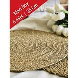 6lı Maxi Boy 35 cm Hasır Supla Örgü Amerikan Servis Tabak Tava Tencere Altlığı Bambu Servis Sunum - 35 x 35 cm