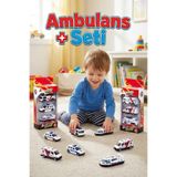 6'lı Metal Ambulans Seti - Diecast Oyuncak Ambulans Ekibi - Dayanıklı Alaşım Model Araçlar