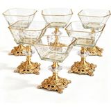 6’lı Metal Ayaklı Gold Detaylı Magnolia Kase & Dondurmalık / Şekerlik Seti