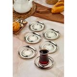 6'Lı Metal Çay Tabağı