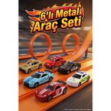 6'Lı Metal Çek Bırak Oyuncak Araba Seti - Dayanıklı Diecast Gövde - Polis Taksi Araçları (8 Cm)