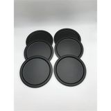 6Li Metal Yuvarlak Cay, Kahve, Pasta Servis Tepsisi Dekoratif Sunum Tepsisi Siyah 24 Cm
