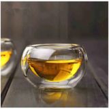 6'lı Mini Çift Cidarlı Sosluk Çay Bardağı - Şeffaf Isı Yalıtımlı Cam, 50 ml, 6cm
