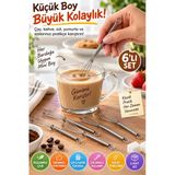 6'Lı Mini Çırpıcı Seti 13 Cm Paslanmaz Çelik Çay Kahve Yumurta Sos Karıştırıcı Yaylı Mutfak Çırpıcı