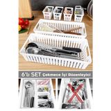 6'lı Modüler Çekmece Içi Organizer Set, Banyo, Mutfak, Ofis ve Makyaj Için - Ahşap - Bej - Siyah - Seçenek 1