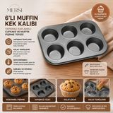 6'lı Muffin Kek Kalıbı | Yapışmaz Kaplamalı Cupcake ve Muffin Pişirme Tepsisi - 1 Adet