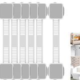 6'lı Paket Bebek Prova Güvenlik Kilitleri Çocuk Dolabı Çekmece Buzdolabı Fırın Bulaşık Makinesi Kapıları, Klozet Kapağı ve Kapağı, Ayarlanabilir Mobilya Mandalları ve Kayışları, 3M Yapıştırıcı Delme