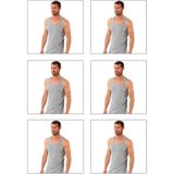 6'lı Paket Erkek Pamuklu Penye Ribana Esnek Rahat Sırtı Çapraz Sporcu Rambo Atlet - Gri - 4XL