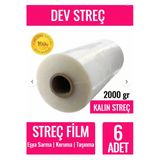 6Lı Palet Streci 2000 Gram 300 Metre X 50Cm Endüstriyel Palet Streç Film Paketleme Taşınma Streci