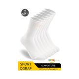 6'lı Pamuklu Tenis Beyaz Çorap Soket Boy Ter Emici Beyaz