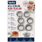 6'lı Paslanmaz Çelik Kek Kalıbı Mini Tart Turta Muffin Pişirme Kalıbı Fırına Uygun