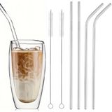 6'lı Paslanmaz Çelik Metal Pipet Seti 4 Adet Pipet ve 2 Adet Pipet Temizleme Fırçası Cam Pipet Gold Renk